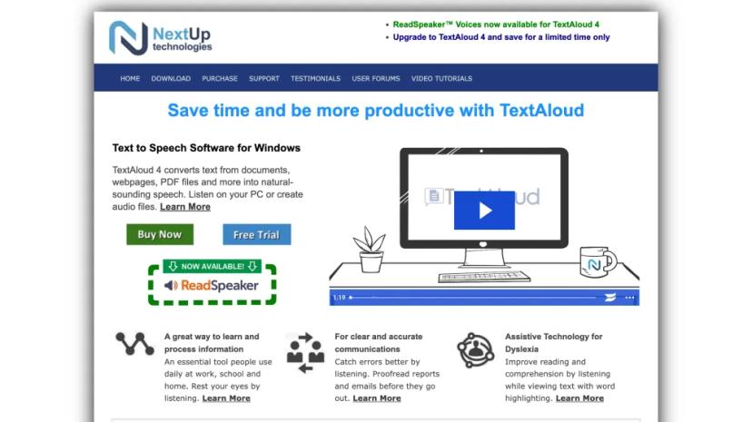 Screenshot of TextAloud: Text to Speech Software for Windows