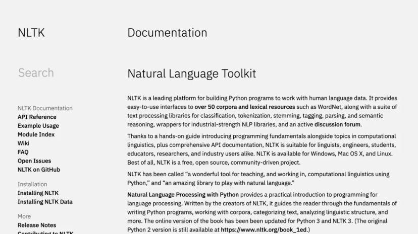 Screenshot of Natural Language Toolkit (NLTK)