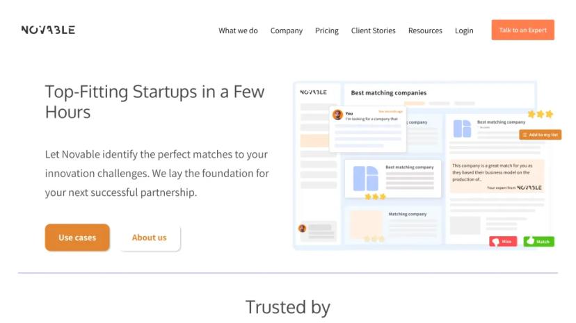 Screenshot of AI-Powered Startup Scouting Platform