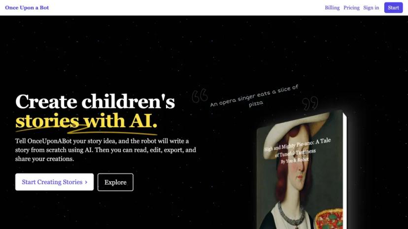 Screenshot of OnceUponABot - AI-powered Story Creation Platform