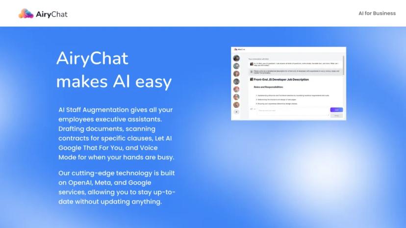 Screenshot of AI-Powered Business Chat and Assistant Platform