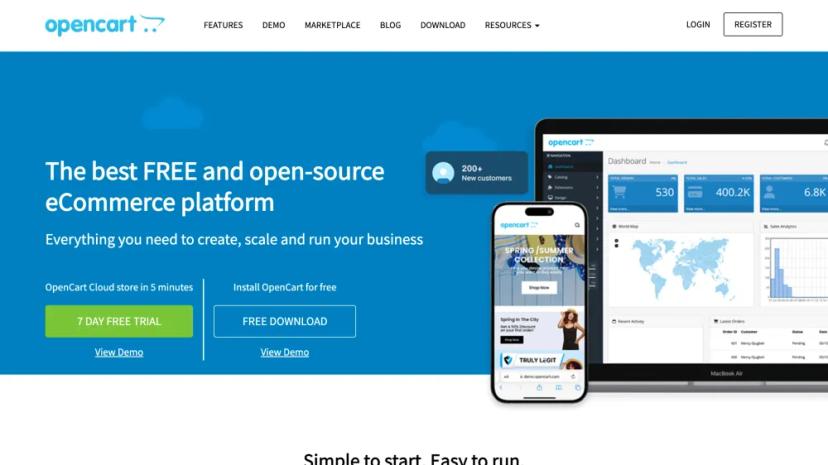 Screenshot of OpenCart Cloud