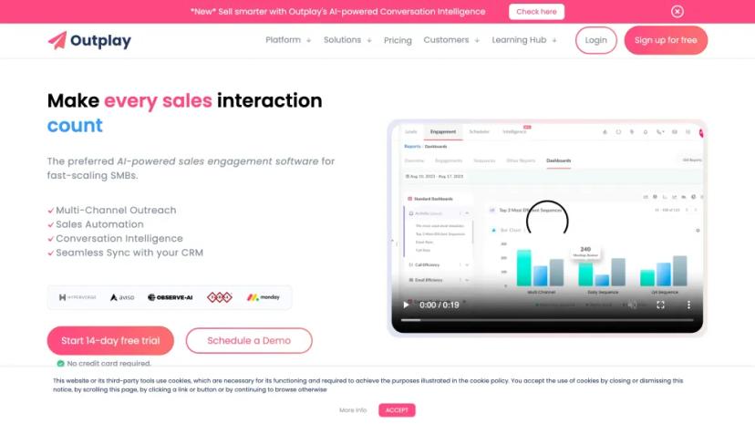 Screenshot of AI-Powered Sales Engagement Software