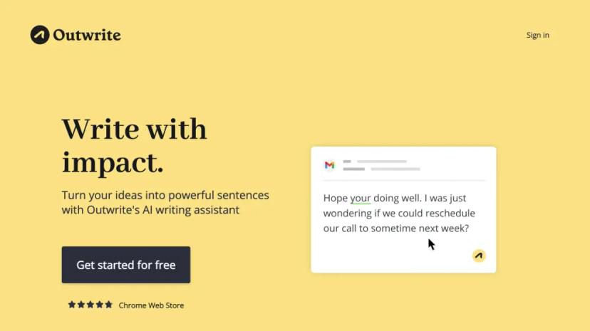 Screenshot of Empower Your Writing with Outwrite's AI Writing Assistant