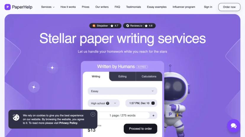 Screenshot of Stellar Paper Writing Services - Expert Writing Assistance