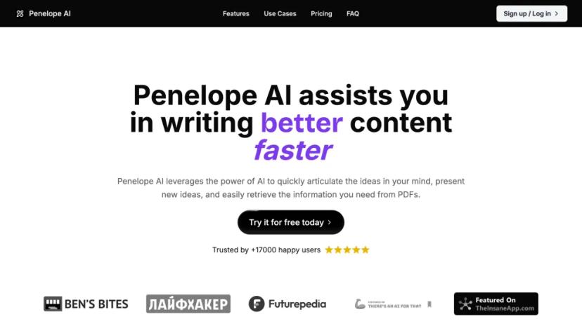 Screenshot of AI Writing Assistant by Penelope AI