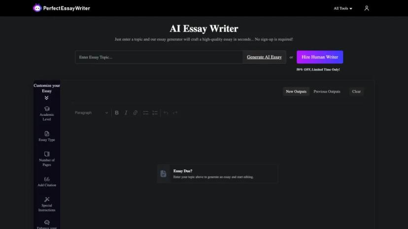 Screenshot of AI Essay Writer