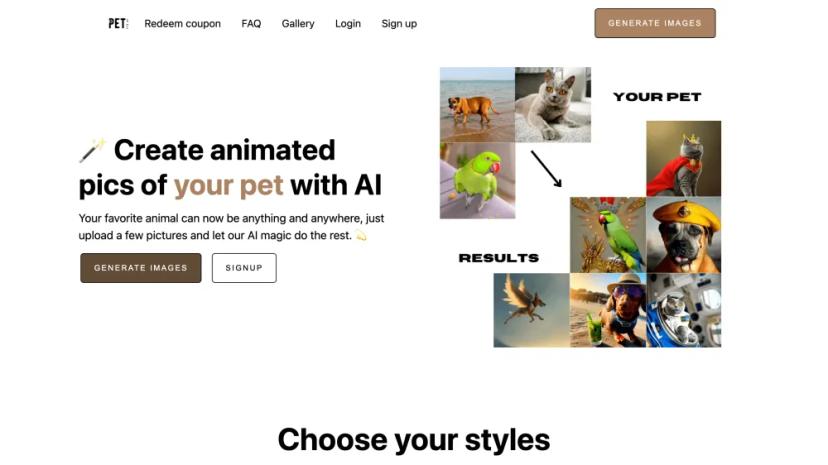 Screenshot of Create Animated Pics of Your Pet with AI