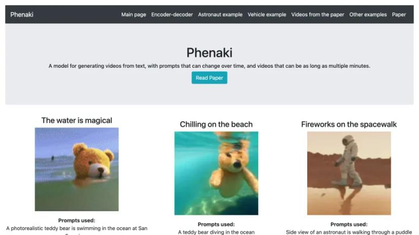 Screenshot of Generate Realistic Videos from Text with Phenaki