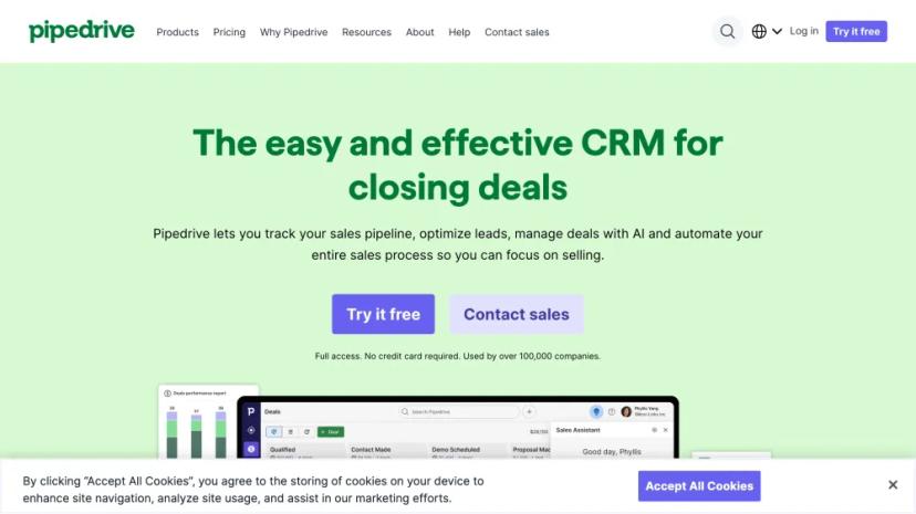 Screenshot of Pipedrive CRM