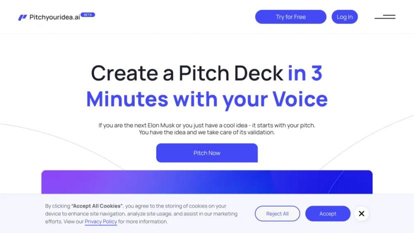 Screenshot of PitchYourIdea.ai: AI-Powered Pitch Deck Generation and Feedback