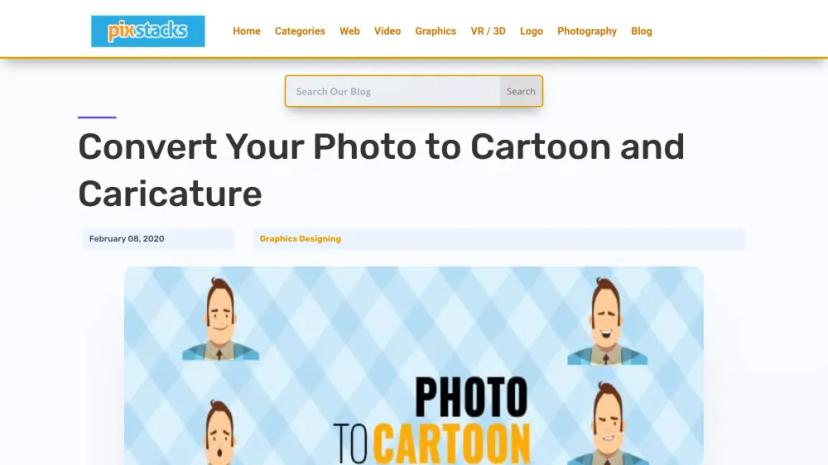 Screenshot of PhotoCartoon.ai - AI-Powered Photo to Cartoon and Caricature Converter