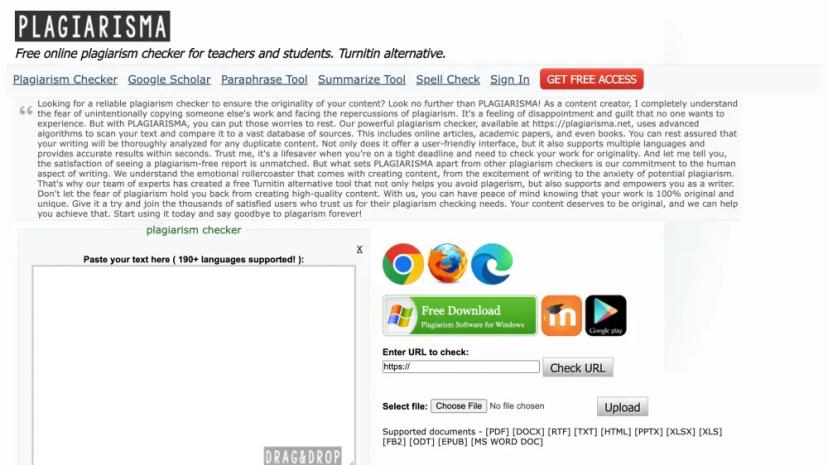 Screenshot of Free Online Plagiarism Checker for Teachers and Students