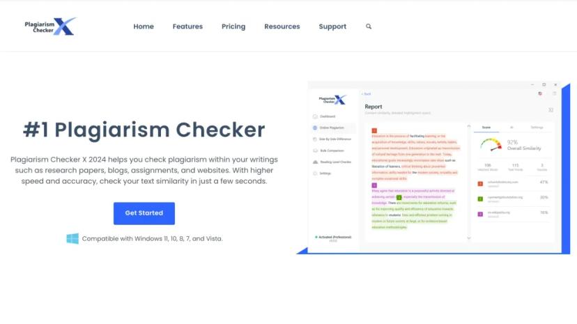 Screenshot of Plagiarism Checker X 2024