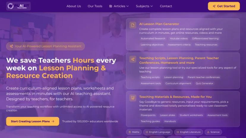 Screenshot of AI-Powered Lesson Planning Assistant for Teachers