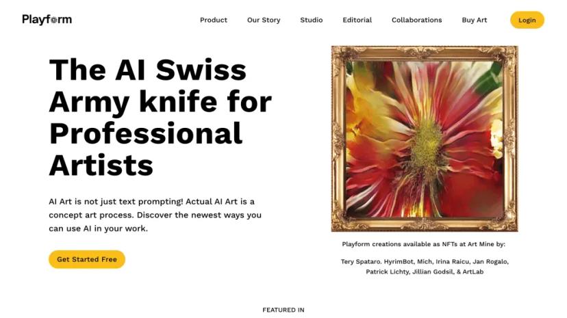 Screenshot of The AI Swiss Army Knife for Professional Artists