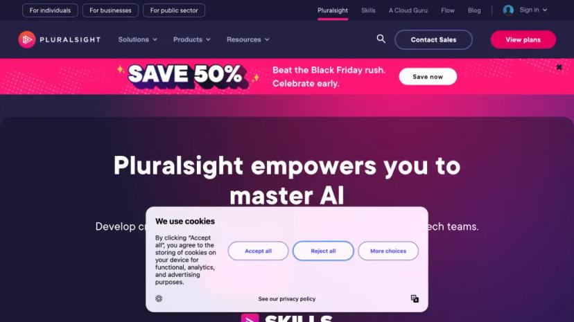 Screenshot of Pluralsight AI SaaS Platform