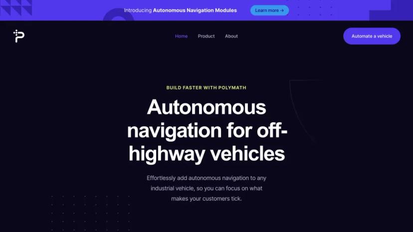 Screenshot of Polymath Autonomy: Autonomous Navigation for Industrial Vehicles