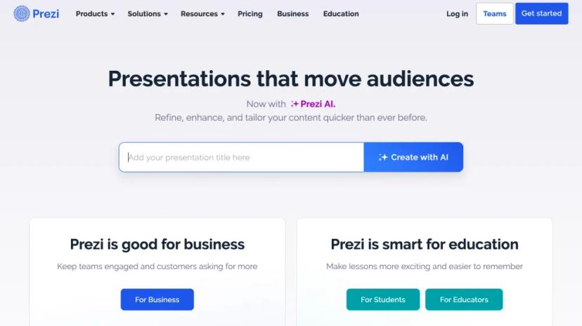 Screenshot of Create Engaging Presentations with Prezi AI