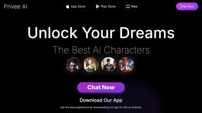 Screenshot of Unleash Your Imagination with Privee AI's Characters