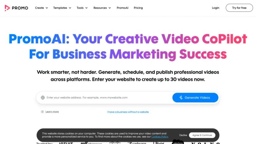 Screenshot of PromoAI: Your Creative Video Copilot for Business Marketing Success