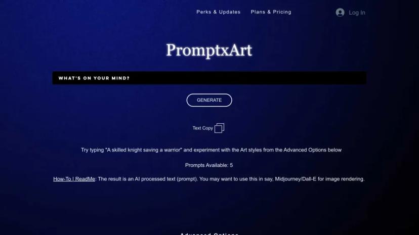 Screenshot of PromptxArt