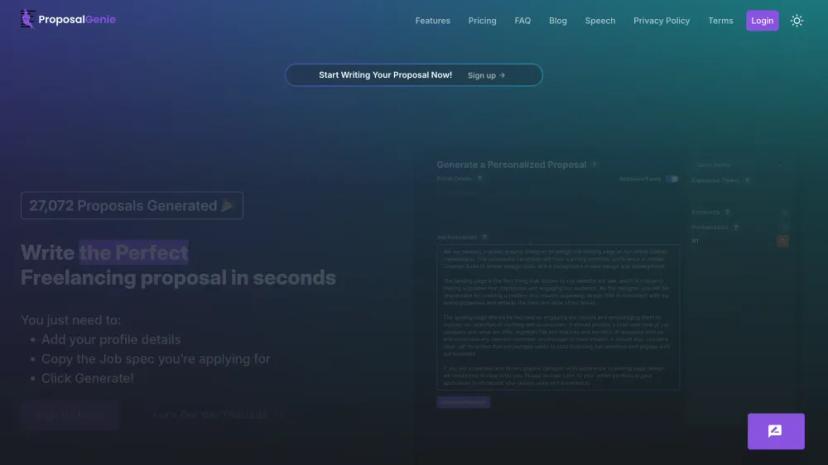 Screenshot of AI-Driven Proposal Generation for Freelancers