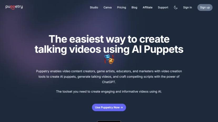 Screenshot of Create Talking Videos with AI Puppets and ChatGPT