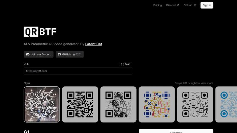 Screenshot of QRBTF AI & Parametric QR Code Generator