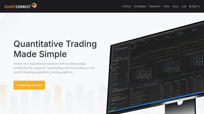 Screenshot of QuantConnect - Unified API for Quantitative Research, Backtesting, and Live Trading