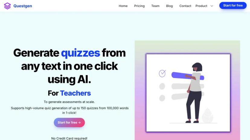 Screenshot of AI Quiz Generator for Educators, HR Teams, Publishers, and EdTech Companies