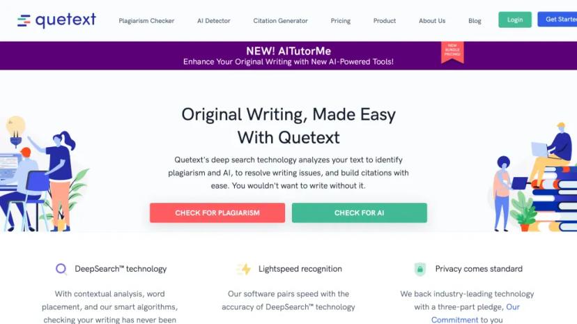 Screenshot of Original Writing Made Easy with Quetext