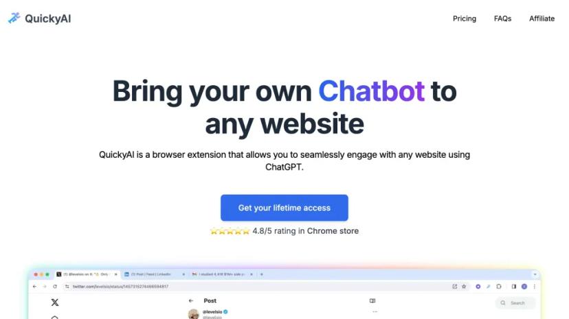 Screenshot of QuickyAI: Engage Any Website with ChatGPT Browser Extension