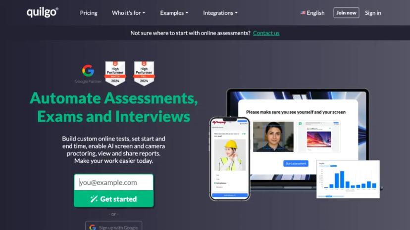 Screenshot of Automate Assessments, Exams, and Interviews with Quilgo's AI-Assisted Testing Platform