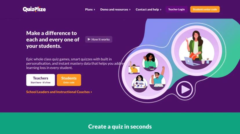 Screenshot of Create Personalized Whole Class Quiz Games with Quizalize