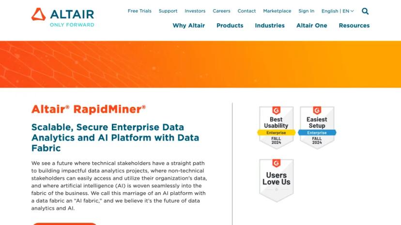 Screenshot of Altair RapidMiner: Scalable AI Platform with Data Fabric