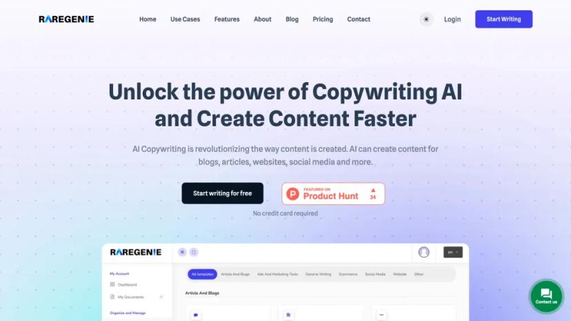 Screenshot of AI-Powered Content Writing Platform