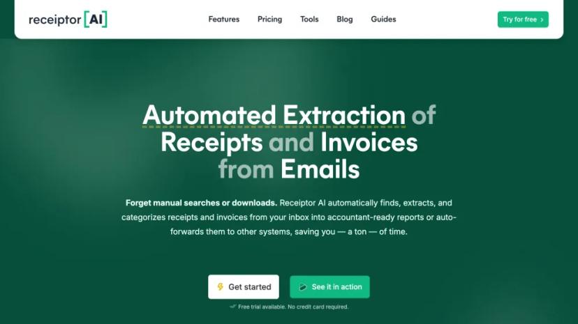 Screenshot of Automated Receipt and Invoice Extraction from Emails with Receiptor AI