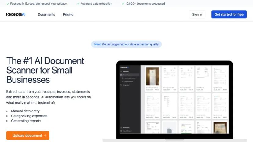 Screenshot of The #1 AI Document Scanner for Small Businesses