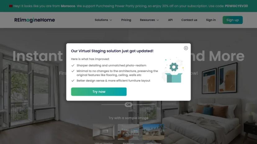 Screenshot of AI Virtual Staging & Design Makeover Platform