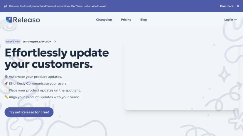 Screenshot of Automate, Engage, and Amplify Your Product Updates with Releaso