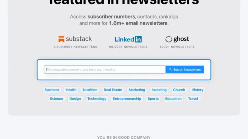 Screenshot of Newsletter Search