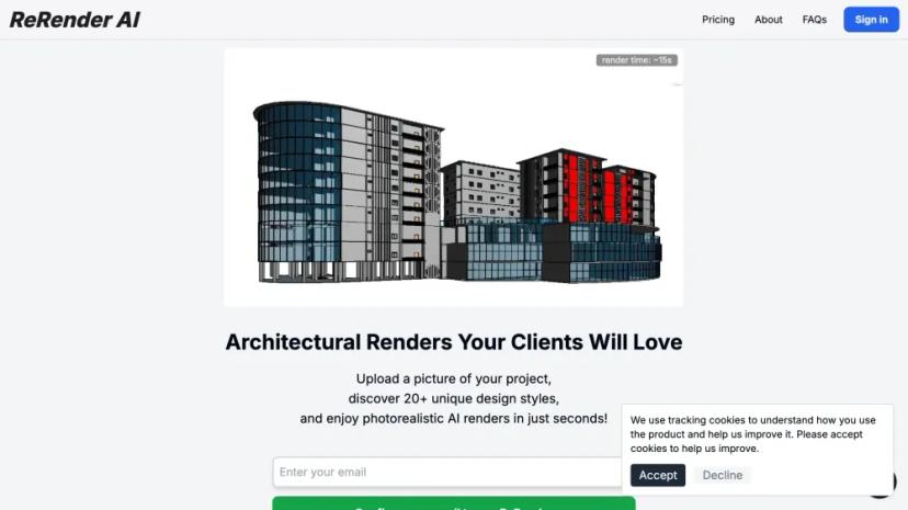 Screenshot of AI-Powered Architectural Renders & Design