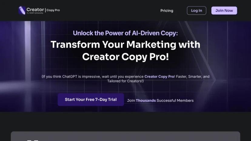 Screenshot of Transform Your Marketing with AI-Powered Copywriting