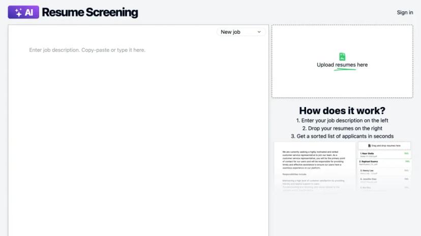 Screenshot of AI-Powered Resume Screening for Efficient Hiring