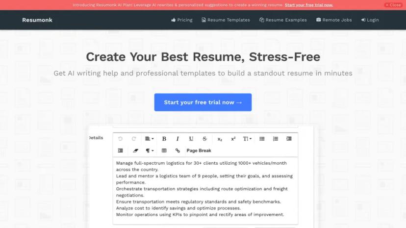 Screenshot of Build Your Best Resume with AI Assistance