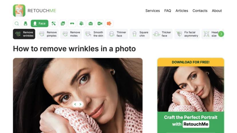 Screenshot of AI Photo Wrinkle Remover by RetouchMe