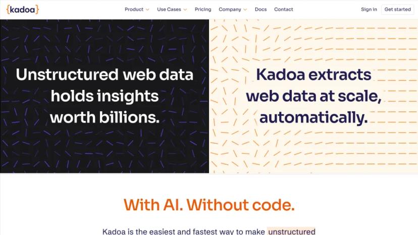 Screenshot of Extract Unstructured Web Data at Scale with Kadoa - AI-Powered Data Extraction Platform