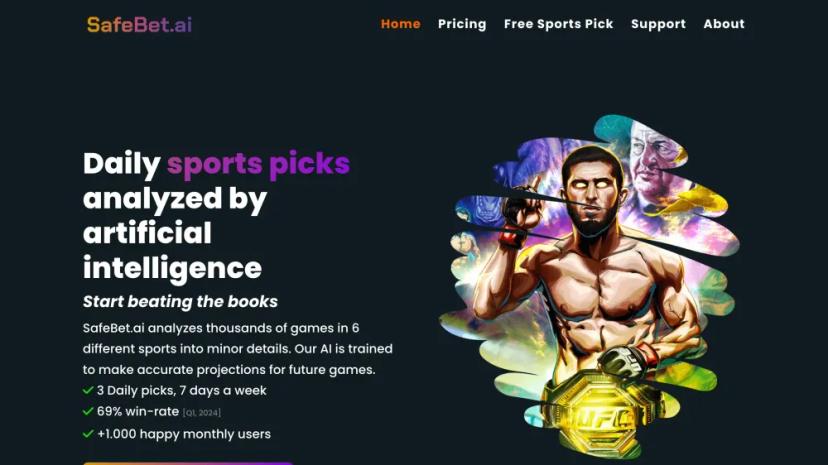 Screenshot of Daily Sports Picks Analyzed by Artificial Intelligence