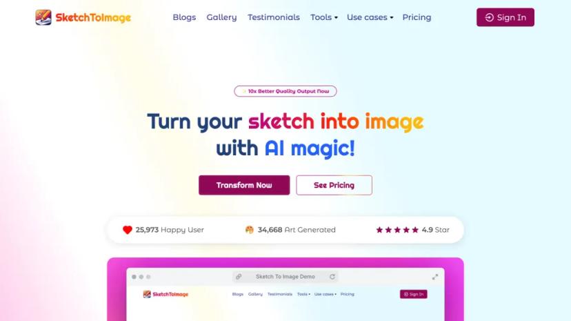 Screenshot of Transform Your Sketch into Art with AI Magic